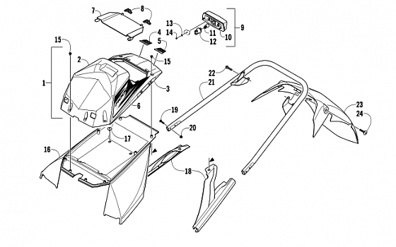 REAR BUMPER, STORAGE BOX, AND TAILLIGHT ASSEMBLY