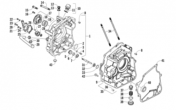 RIGHT CRANKCASE AND COVER ASSEMBLY