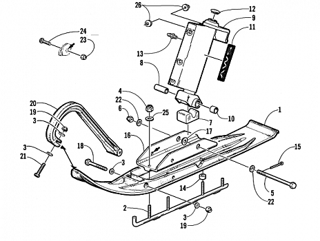 SKI AND SPINDLE ASSEMBLY