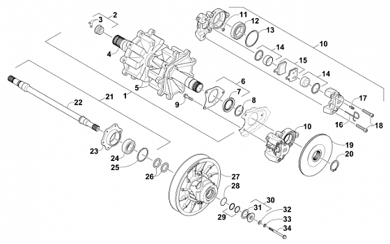 DRIVE TRAIN SHAFTS AND BRAKE ASSEMBLIES