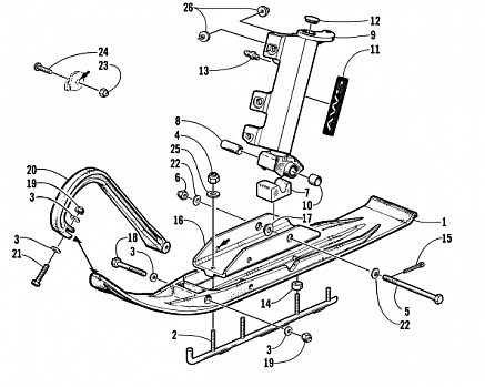 SKI AND SPINDLE ASSEMBLY