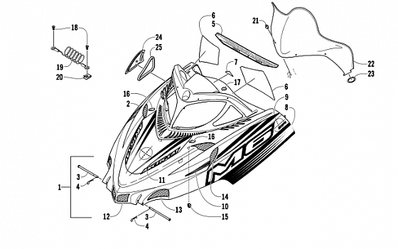 HOOD AND WINDSHIELD ASSEMBLY