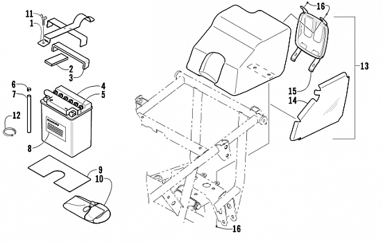 STORAGE BOX AND BATTERY ASSEMBLY