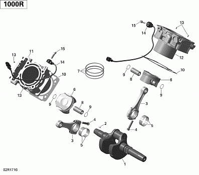 Crankshaft, Piston and Cylinder - 1000R