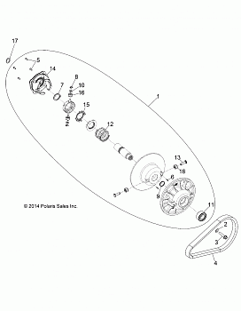 DRIVE TRAIN, SECONDARY CLUTCH - A16DAH57A1 (49ATVCLUTCHDRIVEN1323286)