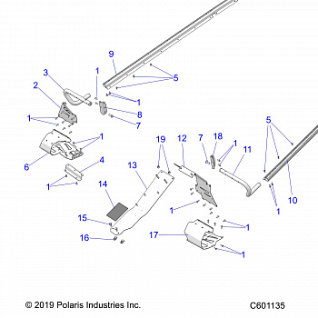 CHASSIS, CLUTCH GUARD, FOOTRESTS, TUNNEL GRIPS - S20CEA5BSL (C601135)