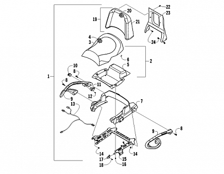 PASSENGER SEAT AND BACKREST ASSEMBLY