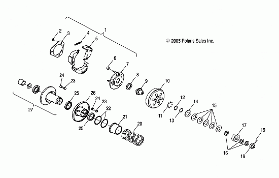 DRIVE TRAIN, SECONDARY CLUTCH - A08PB20AB/AD (49ATVCLUTCHDRIVEN08PHX)