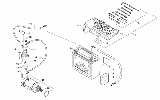 BATTERY AND STARTER ASSEMBLY