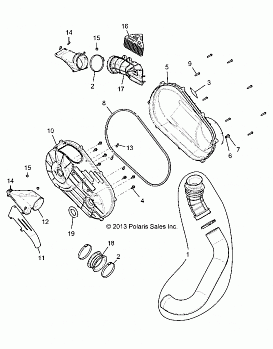 DRIVE TRAIN, CLUTCH OVER AND DUCTING - Z14ST1EFX (49RGRCLUTCHCVR14RZR1000)