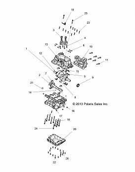 ENGINE, CRANKCASE AND CRANKSHAFT - Z18VBE99BW (49RGRCRANKCASE14RZR1000)