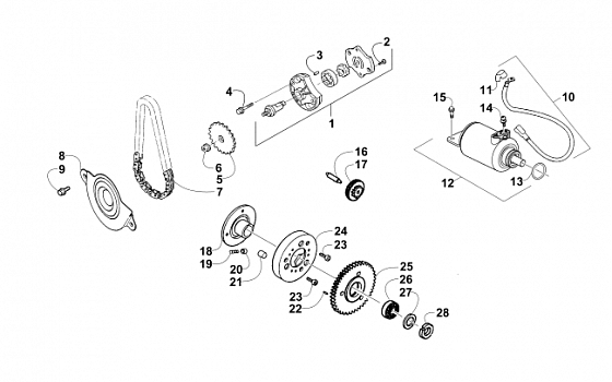 STARTER MOTOR AND OIL PUMP ASSEMBLY