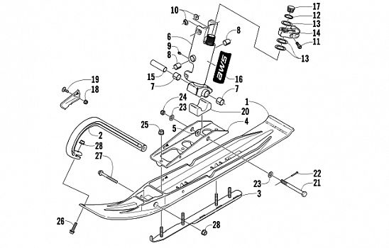 SKI AND SPINDLE ASSEMBLY