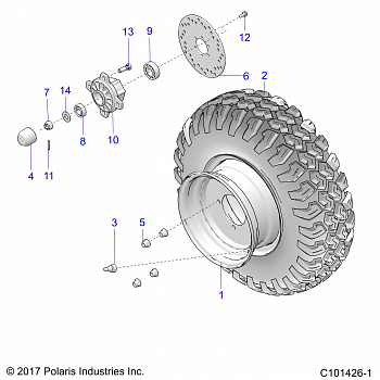 WHEELS, FRONT TIRE AND BRAKE DISK - A19HZA15A1/A7/B1/B7 (101426-1)