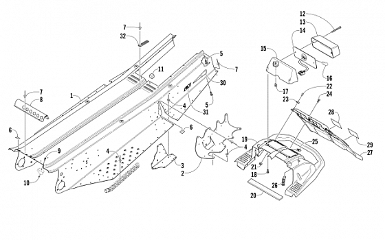 TUNNEL, REAR BUMPER, AND TAILLIGHT ASSEMBLY