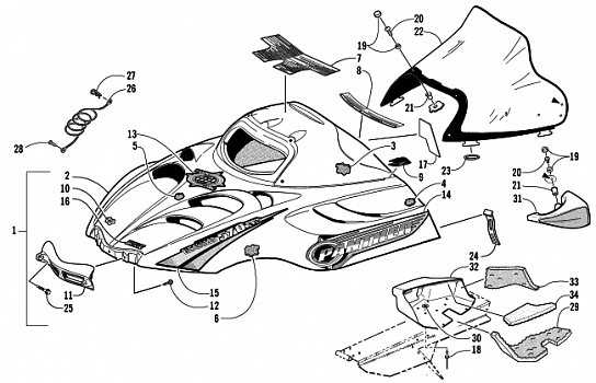 HOOD AND WINDSHIELD ASSEMBLY