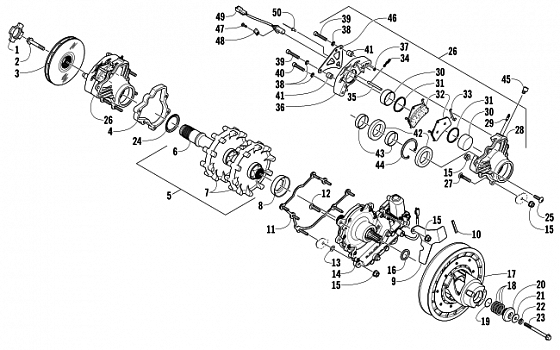 DRIVE TRAIN SHAFT AND BRAKE ASSEMBLIES