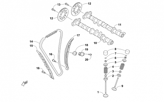 CAMSHAFT, CHAIN, AND VALVE ASSEMBLY