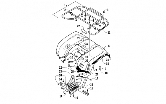 REAR RACK, BODY PANEL, AND FOOTWELL ASSEMBLIES