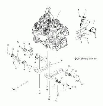 ENGINE, MOUNTING - S16CK6/CM6 ALL OPTIONS (49SNOWENGINEMOUNT13600LE)
