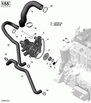 Engine Cooling - 130-155 Model Without Suspension