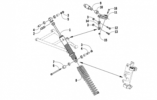 SHOCK ABSORBER AND SWAY BAR ASSEMBLY