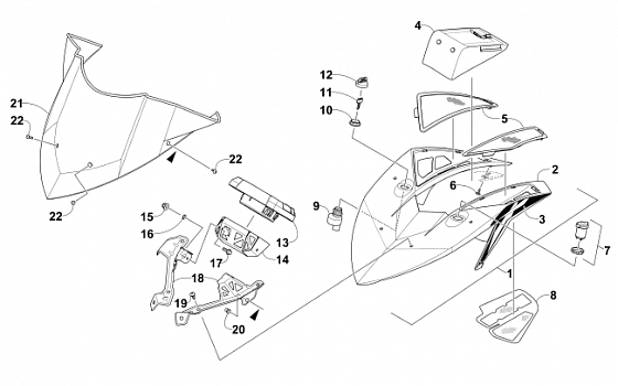 WINDSHIELD AND INSTRUMENTS ASSEMBLIES