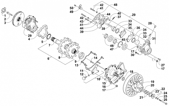 DRIVE TRAIN SHAFT AND BRAKE ASSEMBLIES