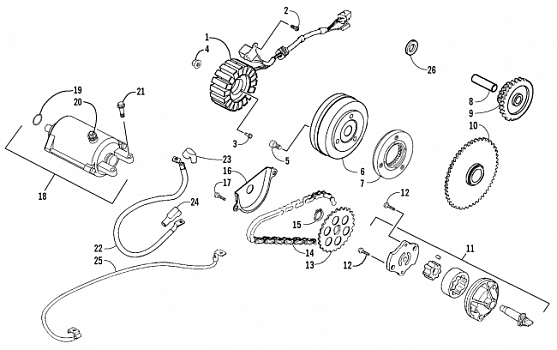 STARTER MOTOR AND MAGNETO ASSEMBLY