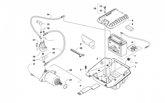 BATTERY AND STARTER ASSEMBLY