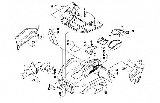 FRONT RACK, BODY PANEL, AND HEADLIGHT ASSEMBLIES