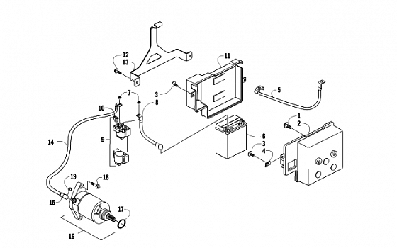 BATTERY AND STARTER ASSEMBLY