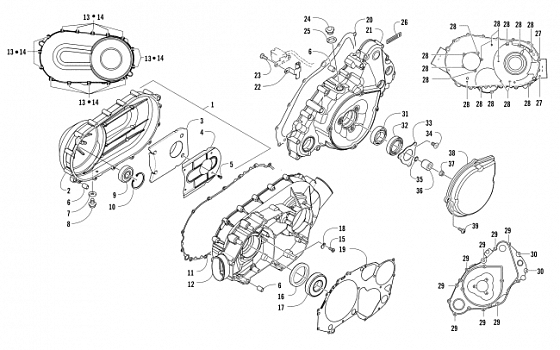 CLUTCH/V-BELT/MAGNETO COVER ASSEMBLY