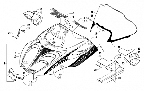 HOOD AND WINDSHIELD ASSEMBLY