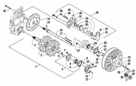 DRIVE TRAIN SHAFT AND BRAKE ASSEMBLIES