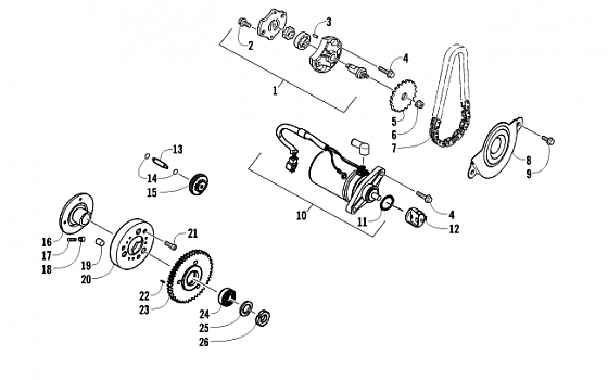 STARTER MOTOR AND OIL PUMP ASSEMBLY