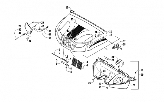 HOOD AND HEADLIGHT ASSEMBLY