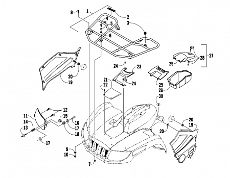 FRONT RACK AND HEADLIGHT ASSEMBLIES