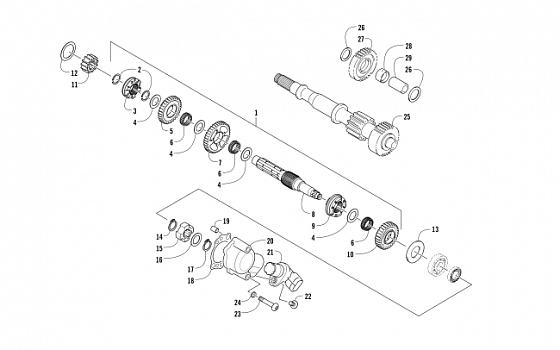 SECONDARY TRANSMISSION ASSEMBLY (ENGINE SERIAL NO. 0264070 and Up)