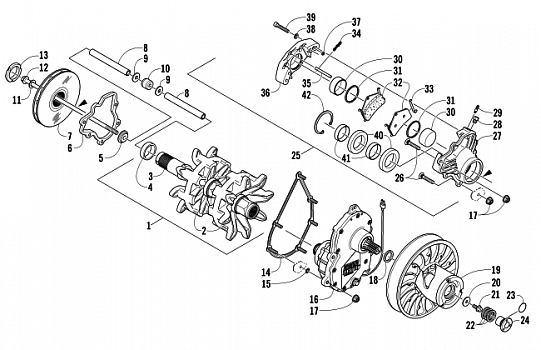 DRIVE TRAIN SHAFTS AND BRAKE ASSEMBLIES