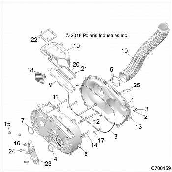 DRIVE TRAIN, CLUTCH COVER AND DUCTING - Z18VEL92BK/BR/LK (C700159)