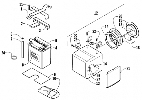 STORAGE BOX AND BATTERY ASSEMBLY