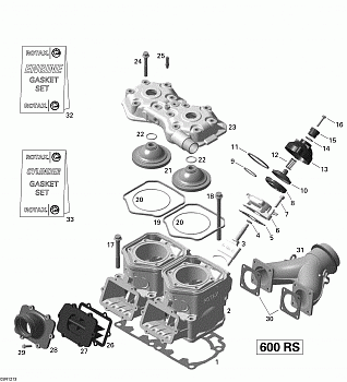 Cylinder, Exhaust Manifold And Reed Valve