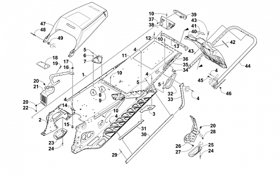 TUNNEL, REAR BUMPER, AND SNOWFLAP ASSEMBLY