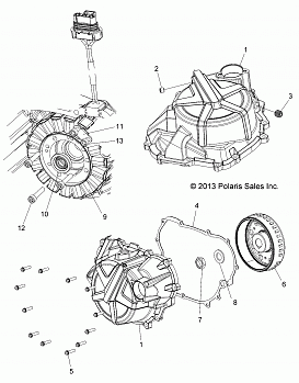 ENGINE, STATOR COVER AND FLYWHEEL - A16DAA32A1/A7 (49ATVFLYWHEEL14SP325)