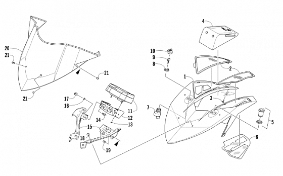 WINDSHIELD AND INSTRUMENTS ASSEMBLIES