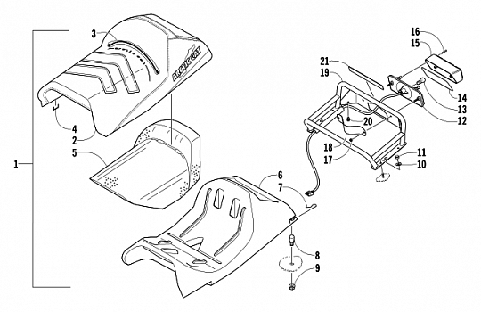 SEAT, RACK, AND TAILLIGHT ASSEMBLY