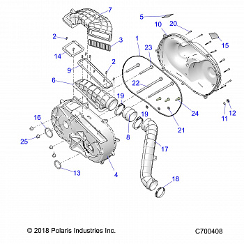 DRIVE TRAIN, CLUTCH COVER AND DUCTING - R20RRED4J1 (C700408)