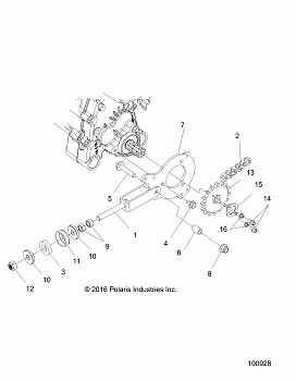 DRIVE TRAIN, CHAIN TENSIONER AND SPROCKET - A17HAA15N7 (100928)