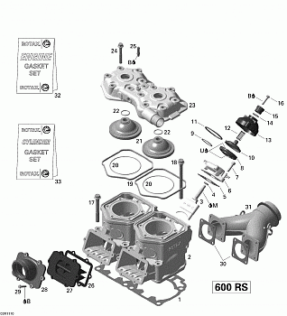 Cylinder, Exhaust Manifold And Reed Valve